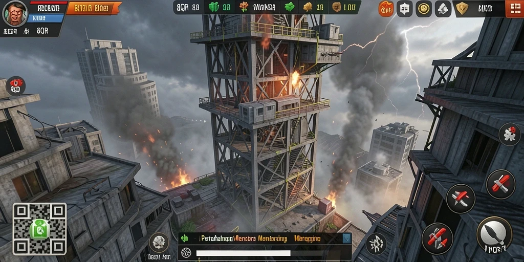 Tampilan gameplay menegangkan di game Tower Defense 8QR.