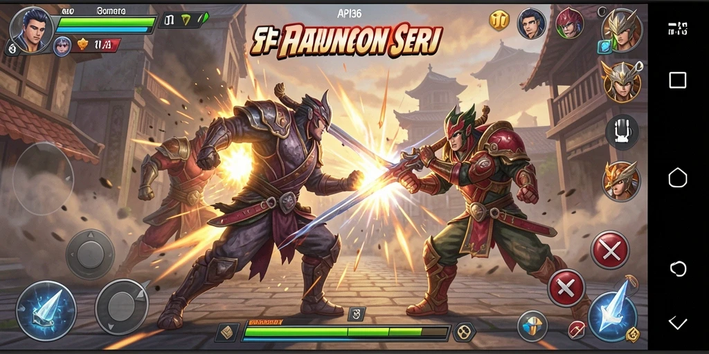 Tampilan gameplay API36 dengan pertarungan epik dan karakter yang dinamis.