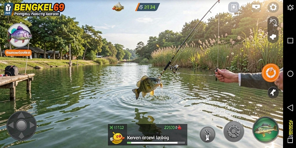 Gameplay BENGKEL69 menunjukkan pengalaman memancing yang mendebarkan.