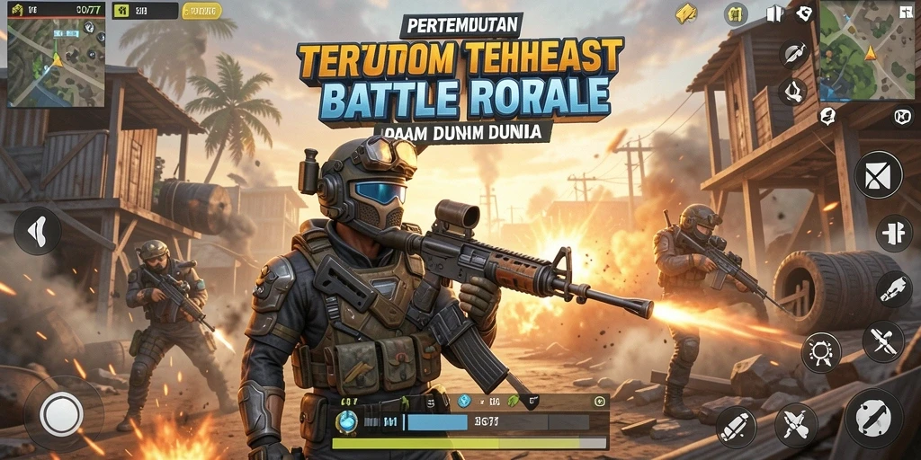 Gameplay C0077 yang mendebarkan dalam pertempuran Battle Royale.