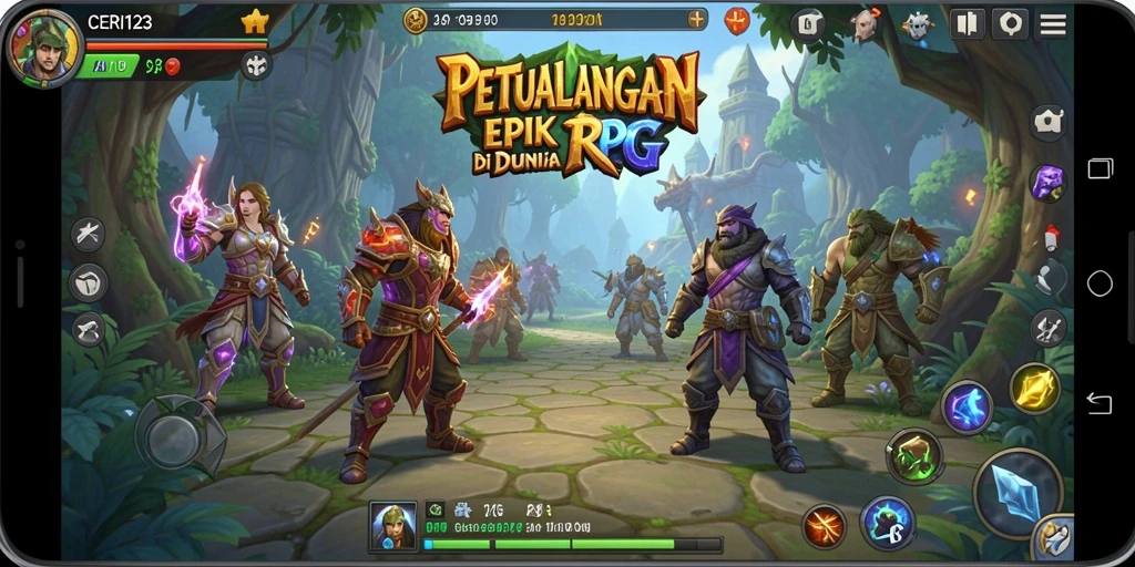 Tampilan luar biasa dari dunia RPG CERI123 saat petualangan berlangsung.