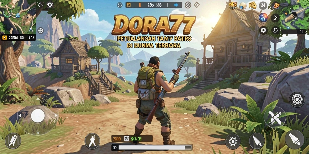 Gameplay DORA77 menampilkan eksplorasi dunia terbuka yang kaya.