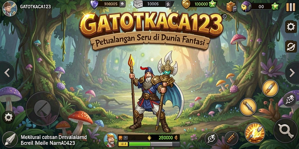 Screenshot GATOTKACA123 menampilkan karakter utama dalam aksi petualangan.