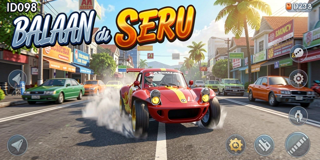 Tampilan menegangkan dari gameplay balapan yang seru di ID098.