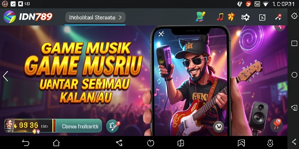 Tampilan gameplay IDN789 saat pengguna bernyanyi dan bermain musik.