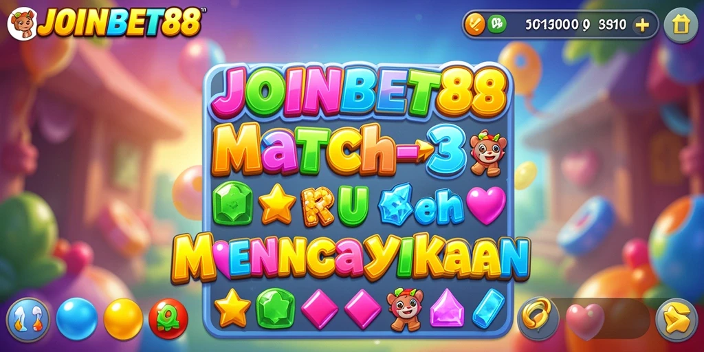 Screenshot gameplay <strong>JOINBET88</strong> dengan pencocokan item Match-3.