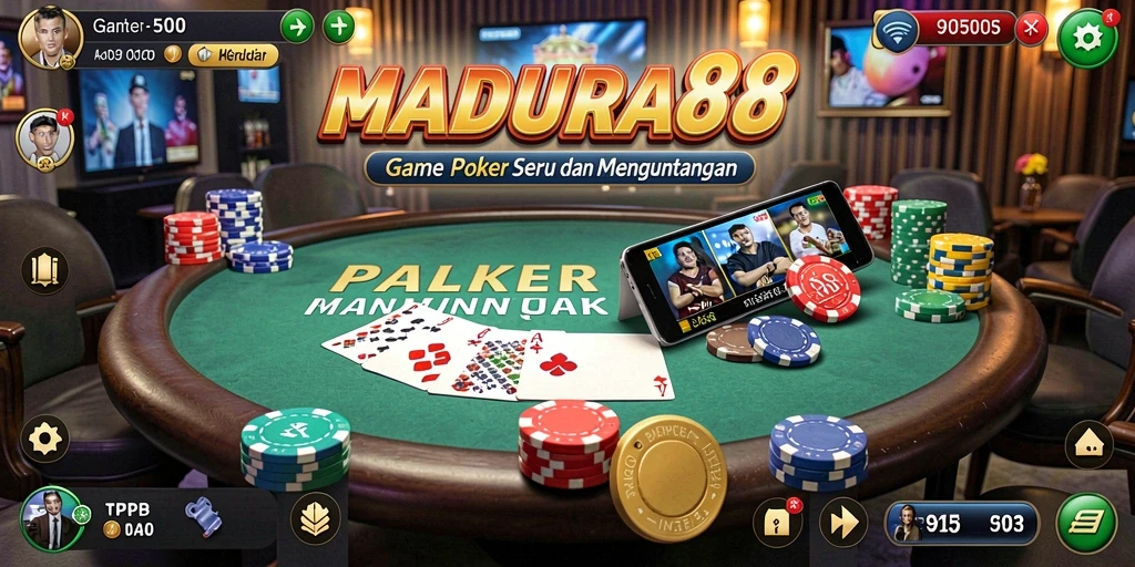 Tampilan gameplay Poker yang mendebarkan di MADURA88.