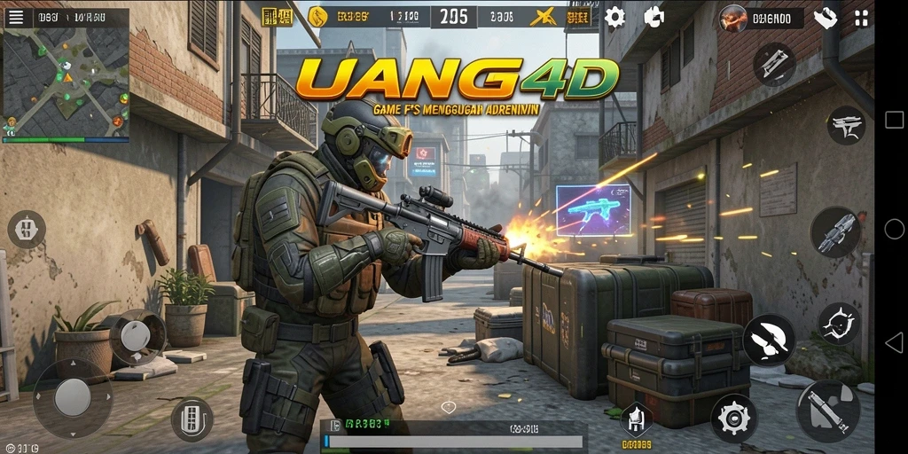 Tangkapan layar menampilkan aksi intens dalam game FPS UANG4D.