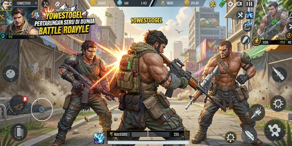 Tampilan gameplay seru saat bermain YOWESTOGEL di arena Battle Royale.
